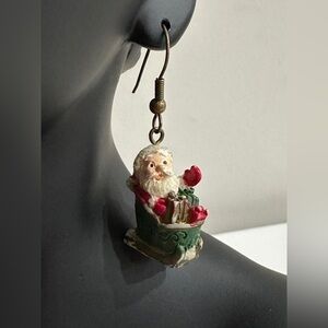 Vintage Festive Santa Sleigh Dangle Earrings